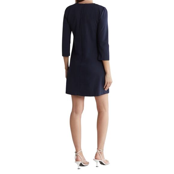 Eliza J Double Pocket Shift Dress Tailored Seams Stretch Navy Blue Size 8 NWOT - Picture 2 of 8